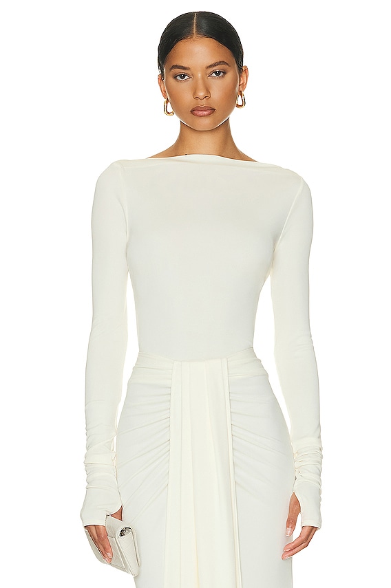 Helsa Matte Jersey Long Wrap Skirt in Ivory | FWRD