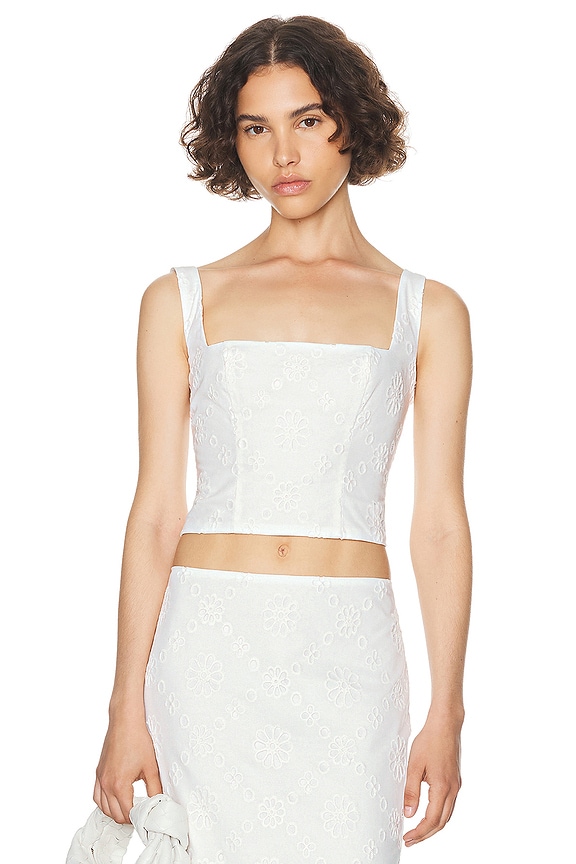 LoveShackFancy Georgie Bustier Top in True White | FWRD