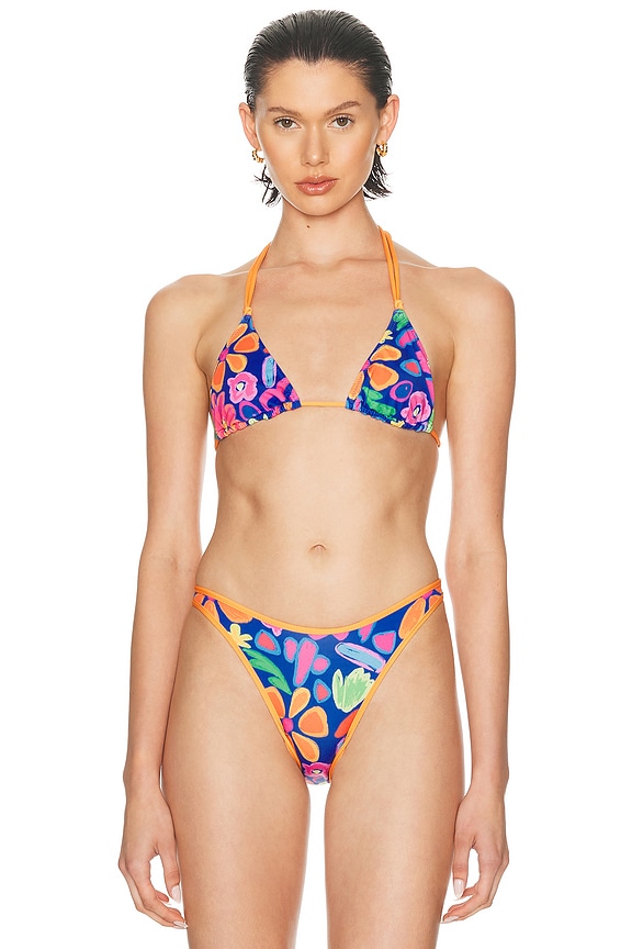 Agent Provocateur Mazzy Bikini Bra in Pink, Black, & Cobalt | FWRD