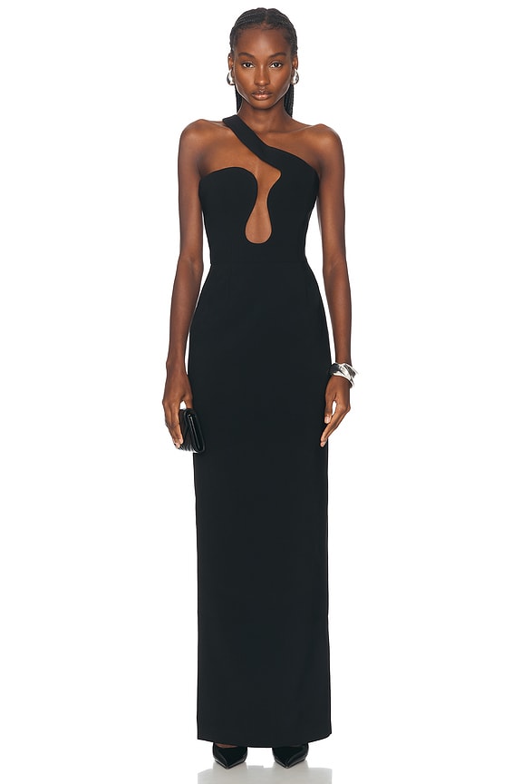 The Sei Curve Gown With Mesh Inset in Black | FWRD