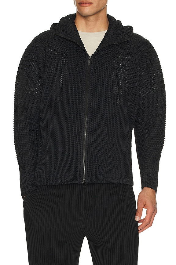 Homme Plisse Issey Miyake Issey Miyake Pleated Zip Hoodie in Black