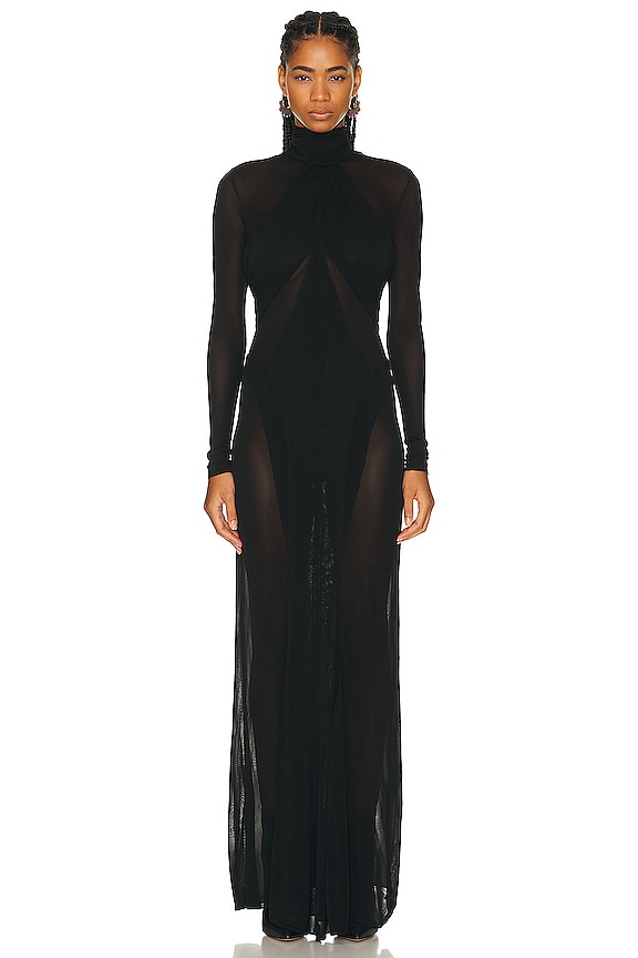 ALAÏA Sheer As Dress in Noir | FWRD