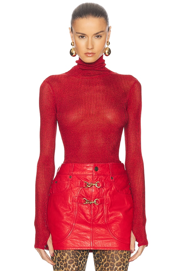 Acne Studios Turtleneck Long Sleeve Top in Fuchsia Pink | FWRD