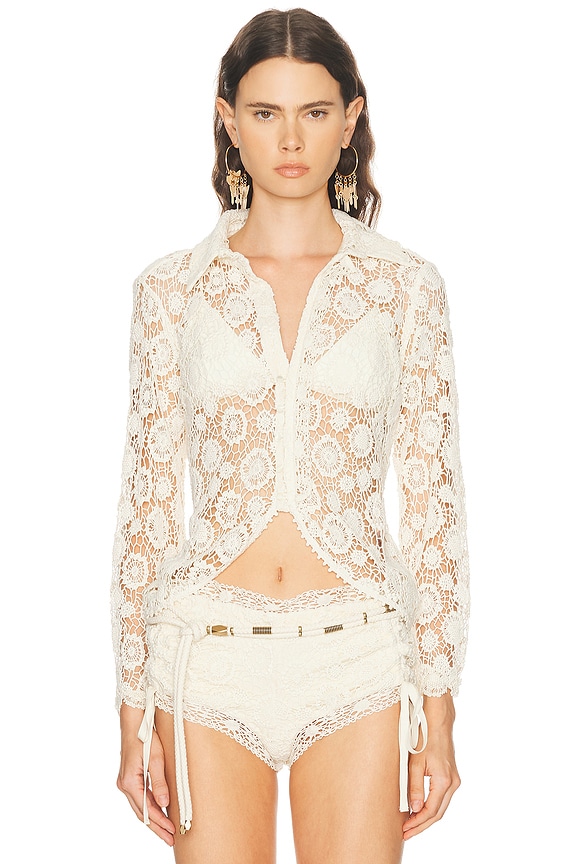 Acne Studios Satinka Flower Shirt in Pale Yellow | FWRD