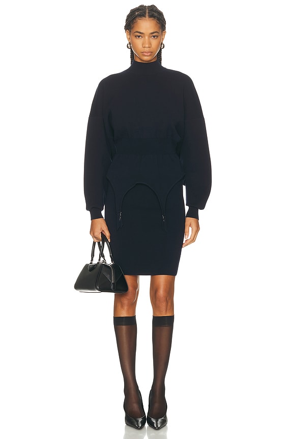 Balenciaga Fitted Hoodie Dress in Washed Black | FWRD