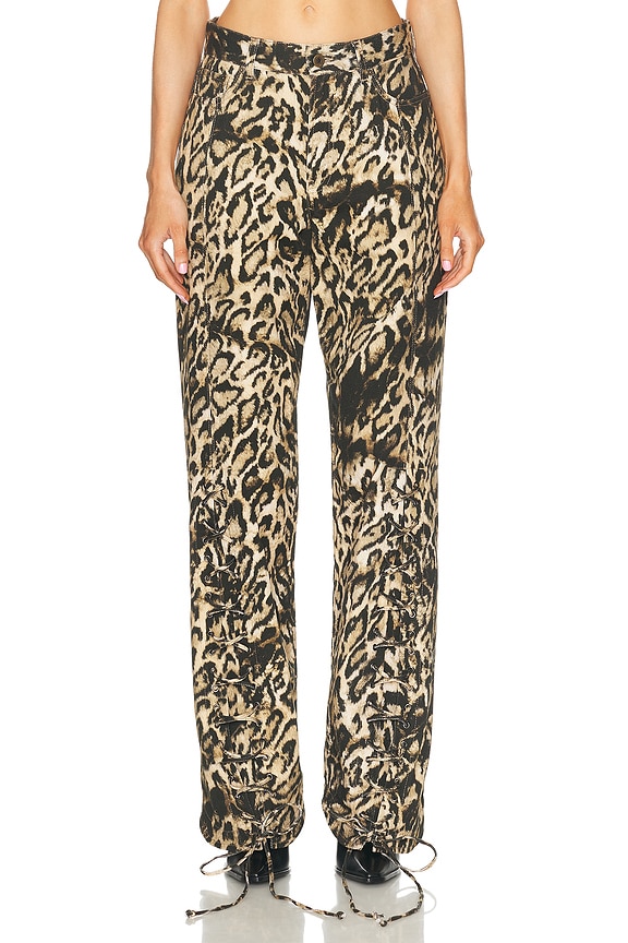 THE ATTICO Zebra Printed Long Pant in Cappuccino & Black | FWRD