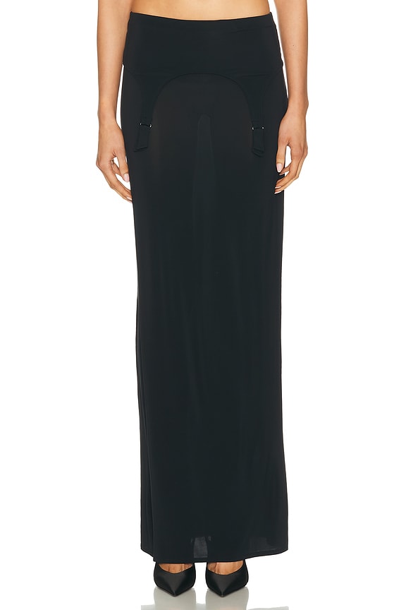 Helsa Matte Jersey Mini Wrap Skirt in Black | FWRD