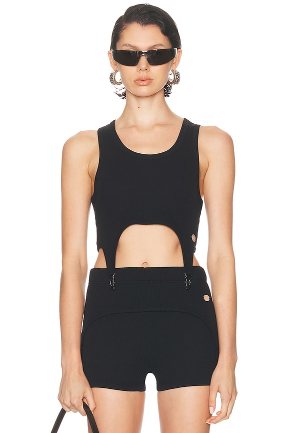Coperni Studded Logo Tank Top in Black & Silver | FWRD