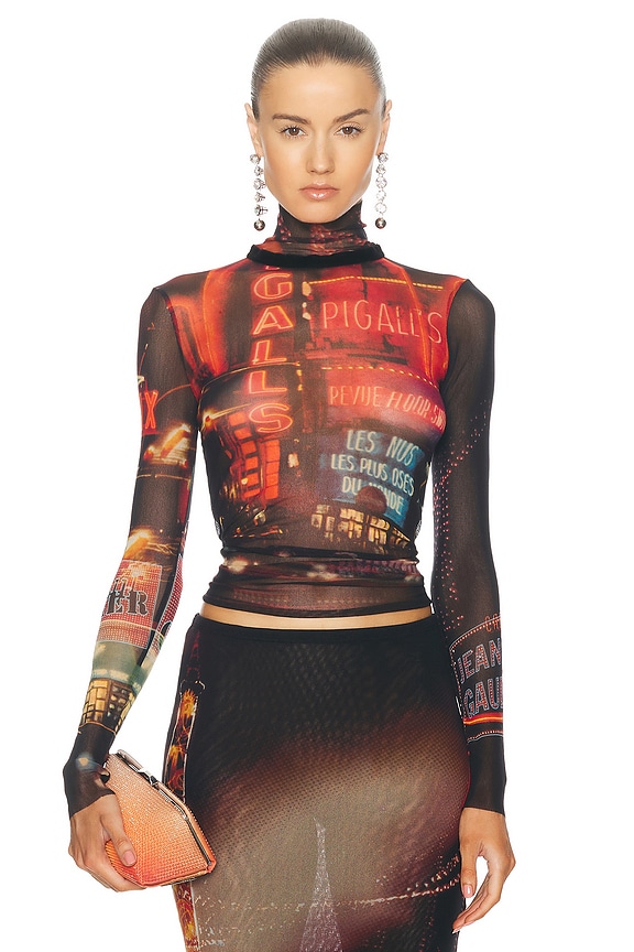 Marine Serre Tattoo Printed Jersey Second Skin Crew Neck Top Marine Serre Tattoo Printed Jersey Second Skin Crew Neck Top