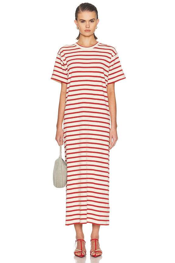 Fendi Logo Print Midi Dress in Nude & Blue | FWRD Fendi Logo Print Midi Dress in Nude & Blue | FWRD