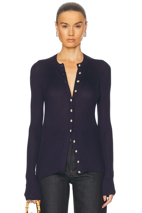 【Jacquemus】ロゴプレート カーディガン　BLU Jacquemus】ロゴプレート カーディガンBLU