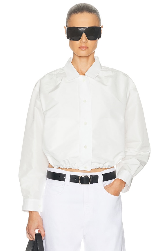 Alexander Wang Raised Logo Embroidery Zip Jacket in White | FWRD