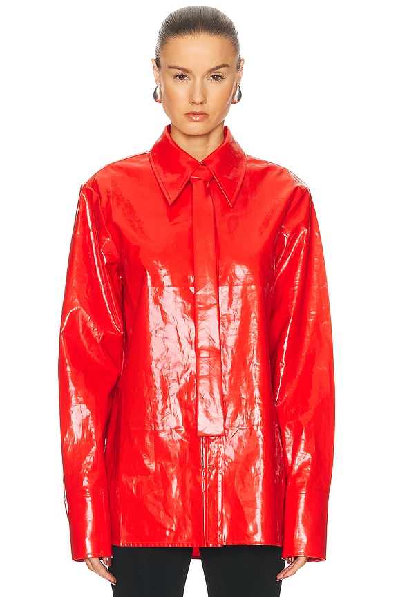 retrofete Mercury Leather Shirt in Metallic Red | FWRD