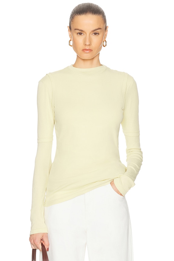 Helsa Matte Jersey Long Sleeve Top in Elm | FWRD