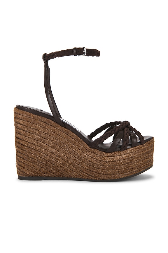 Jimmy Choo Dree 100 Wedge in Chocolate & Coffee | FWRD