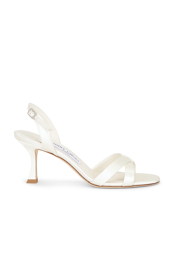 Manolo Blahnik Calla 50 Snake Mule in Cream | FWRD
