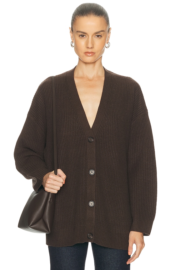 Acne Studios Knit Cardigan in Brown & Blue Melange | FWRD