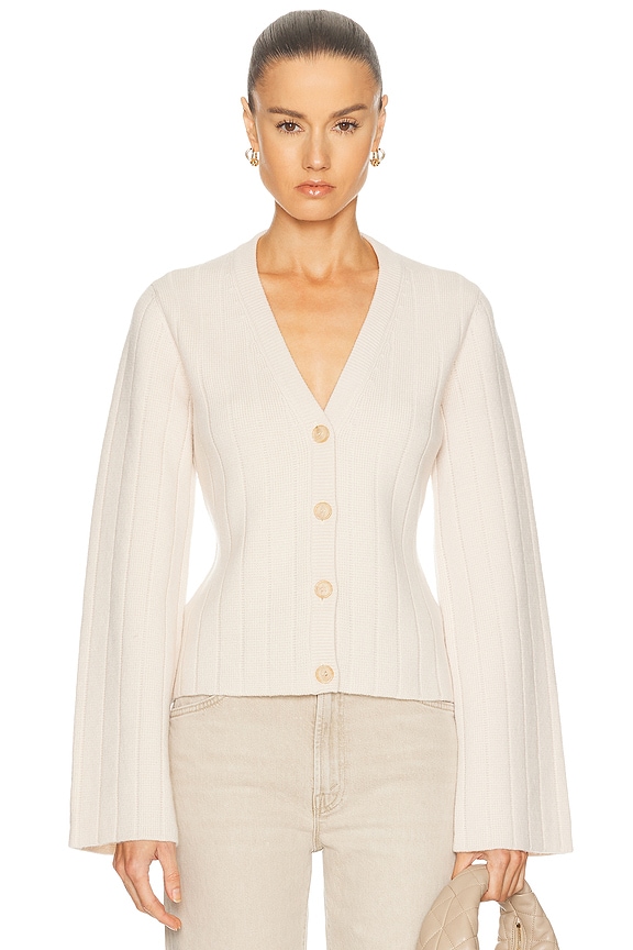 Helmut Lang Zip Up Cardigan in Ivory | FWRD