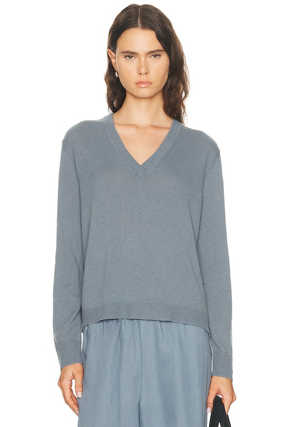 LESET Zoe V Neck Sweater in Azure | FWRD