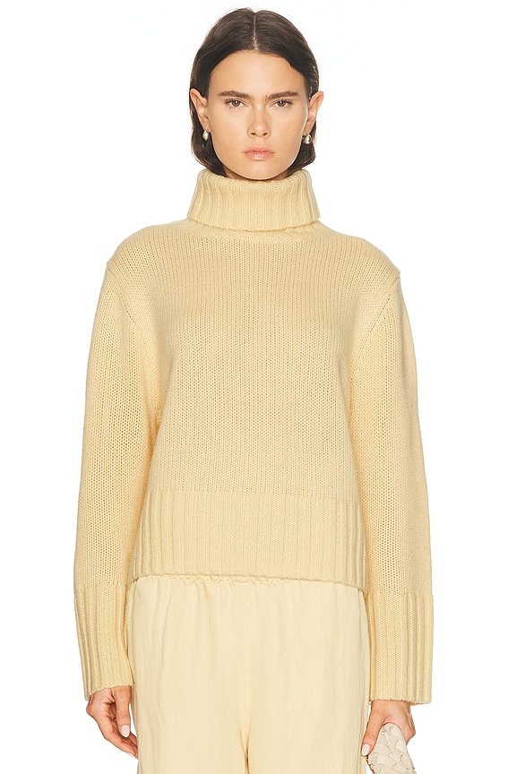 Jenni Kayne Cropped Jet Turtleneck Sweater in Pale Yellow | FWRD