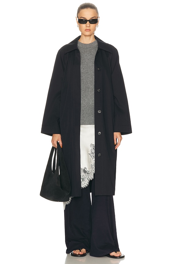 LESET Jane Trench Coat in Midnight | FWRD