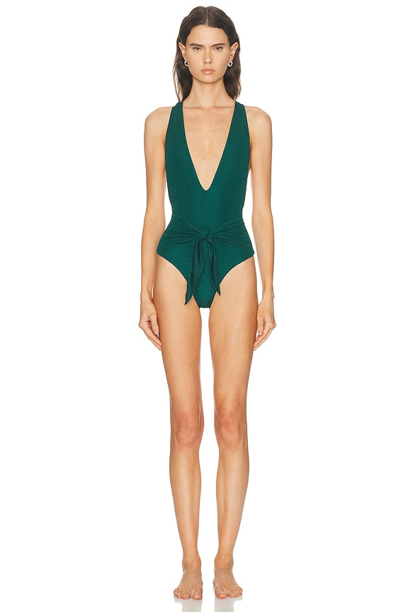 Zimmermann Vitali Keyhole Crochet One Piece Swimsuit in Sepia