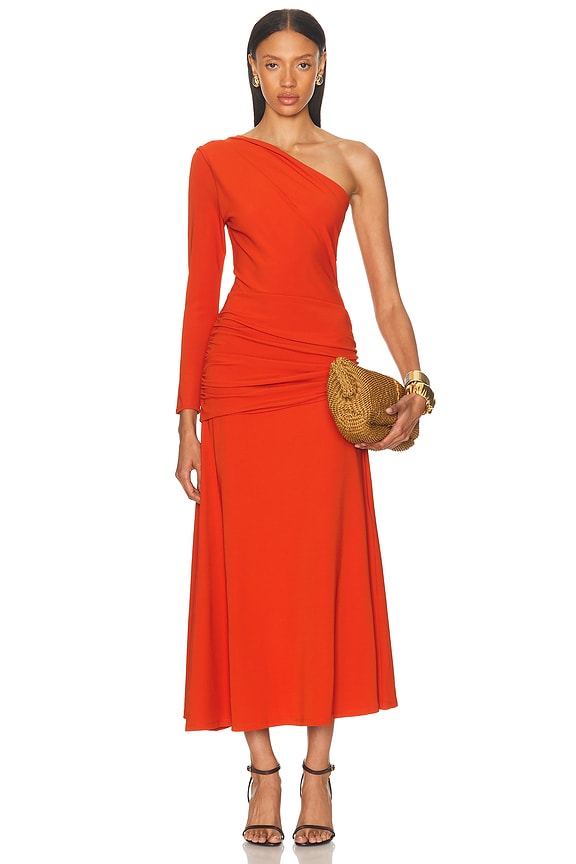 JONATHAN SIMKHAI STANDARD Samantha Midi Dress in Brick | FWRD