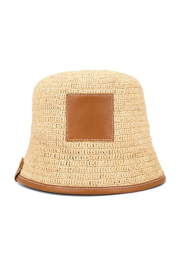 Saint Laurent Canvas Bucket Hat in Beige & Light Brown | FWRD