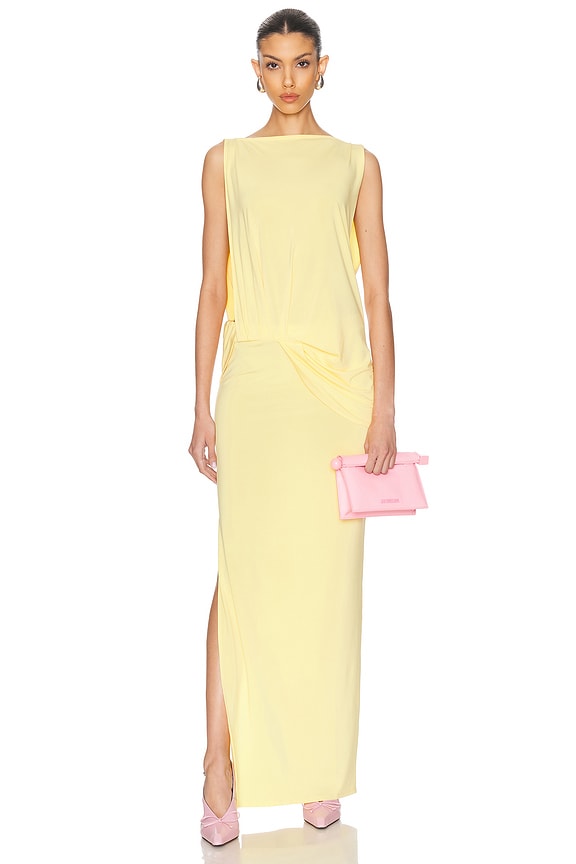 sachin and babi light blue dress Roberto Cavalli Ray Of Gold Print Chiffon Silk Dress | Gold main image 0