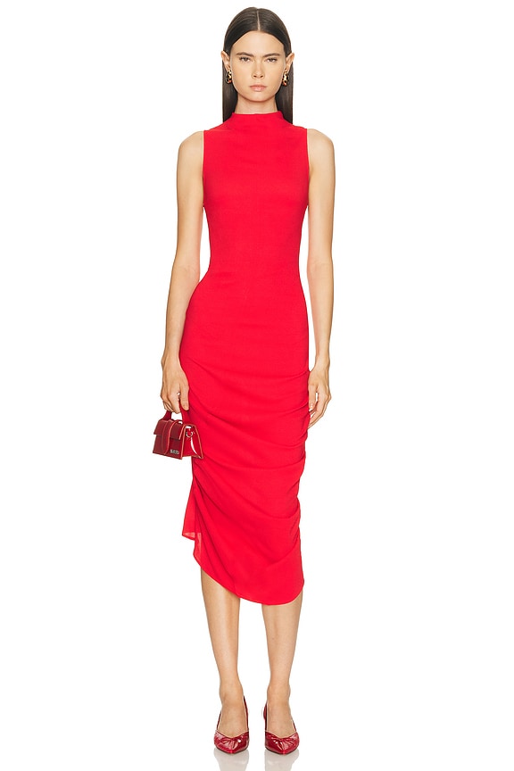 Oseree Lumiere Plumage Turtleneck Dress in Aubergine | FWRD