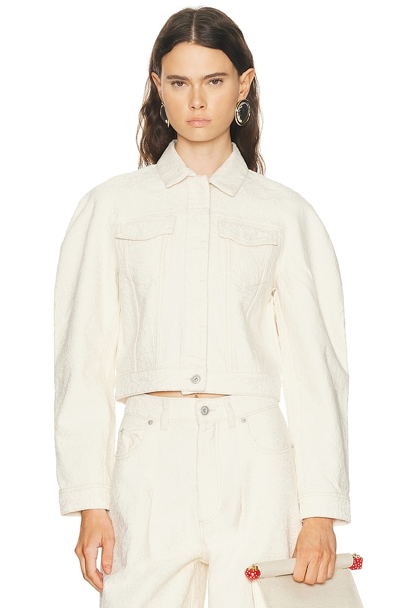 Alexander Wang Raised Logo Embroidery Zip Jacket in White | FWRD