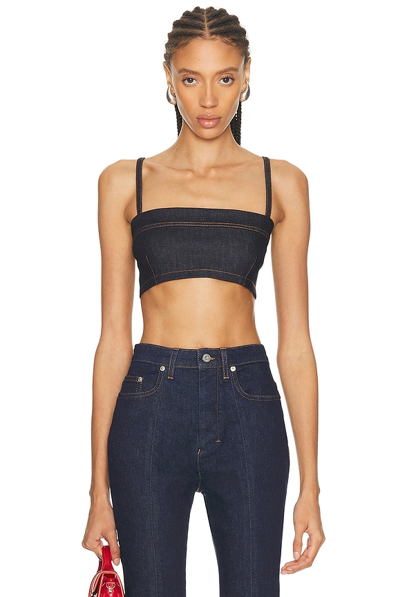 Miu Miu Denim Bralette Top in Nero | FWRD