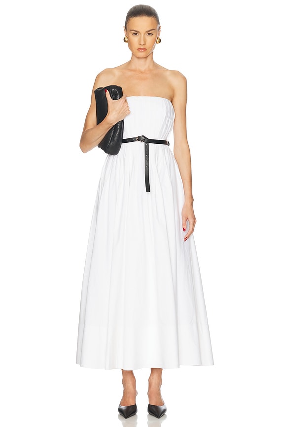 Helsa Crinkle Pleated Gown in White | FWRD