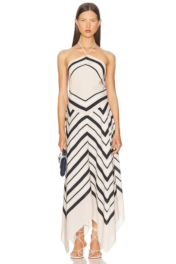 Ganni Light Chiffon Halter Midi Dress in Multicolour | FWRD