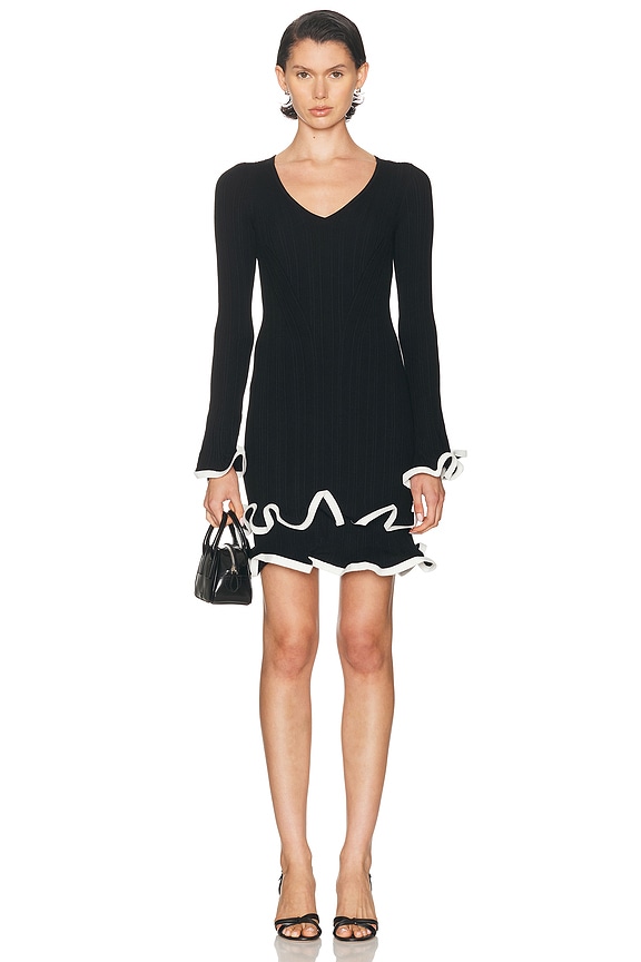 sachin and babi light blue dress Tibi V Neck Tie Dress in Midnight Navy