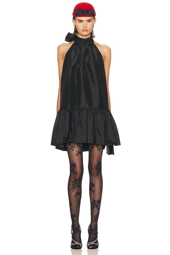 knee length dresses for ladies Agent Provocateur White Satin Negligee Slip Dress with Black Floral La –  PauméLosAngeles main image 0