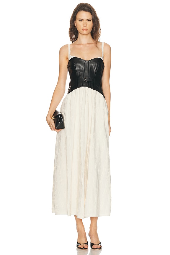 Zimmermann Natura Midi Corset Dress in Black | FWRD Zimmermann Natura Midi Corset Dress in Black | FWRD