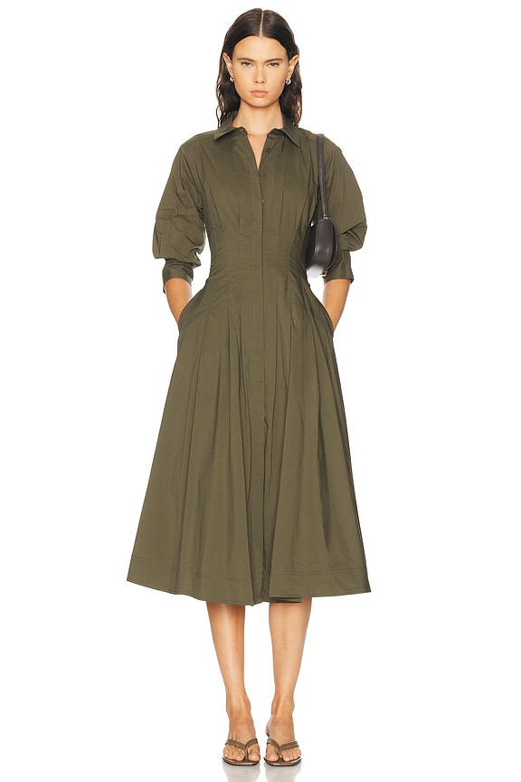 helsa godet shirt dress Helsa Godet Shirt Dress in Black