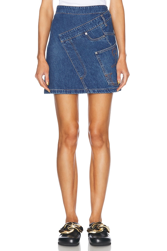 Marni Patch Denim Mini Skirt in Iris Blue | FWRD