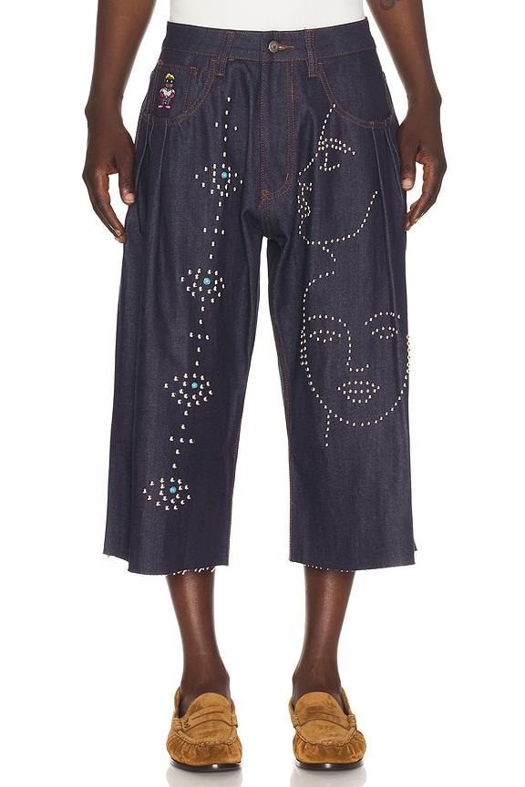 Amiri Bandana B-Ball Shorts in Blue & Black | FWRD
