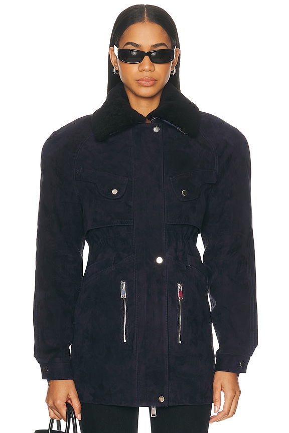 Helsa Oversized Cropped Trench in Black | FWRD