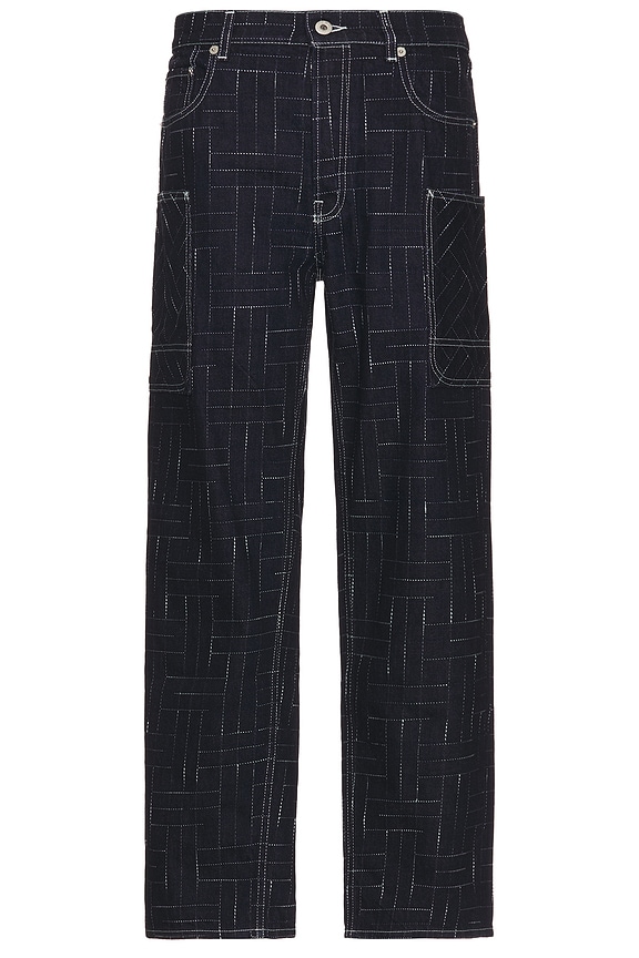 Amiri Jacquard Snap Off Straight Denim Pants in Black | FWRD