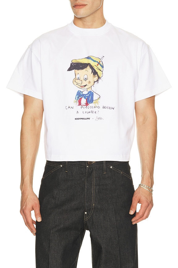 Raf Simons Easy Fit Summer Games Tee in White & Black | FWRD