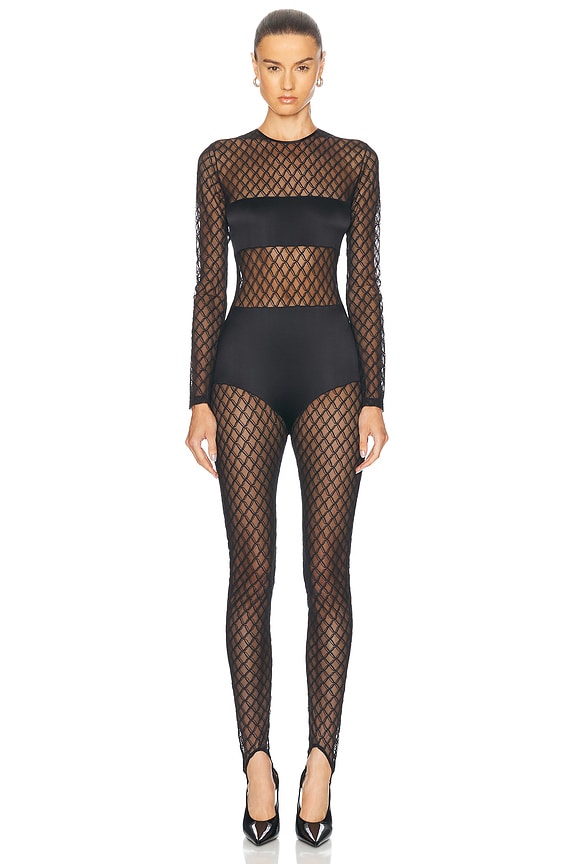Adam Selman Sport Keyhole Catsuit in Black | FWRD