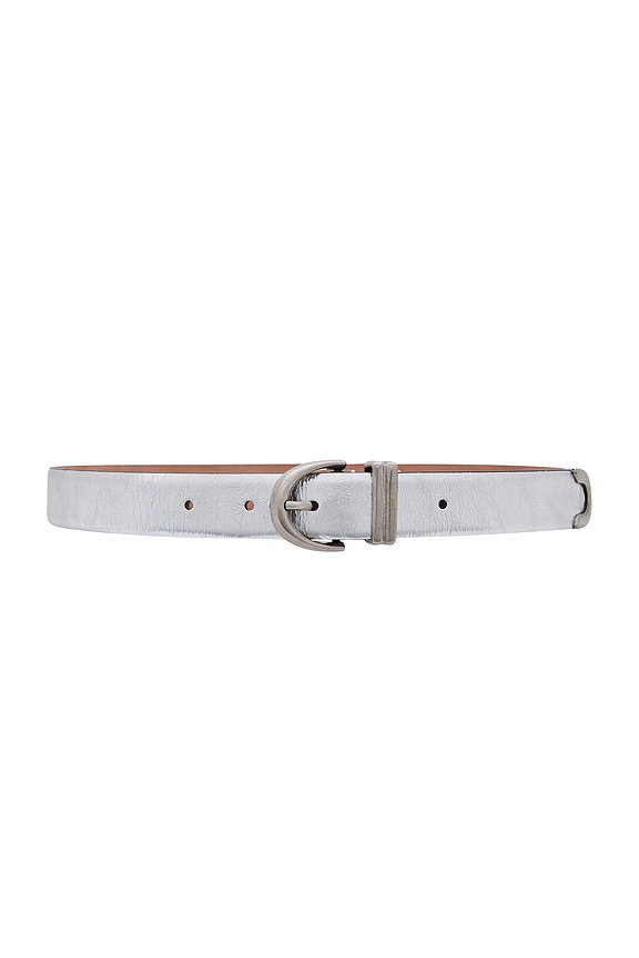 【KHAITE】バンビベルト オプティックホワイトレザーとシルバー KHAITE Bambi Skinny Silver Hardware Belt in Optic White | FWRD