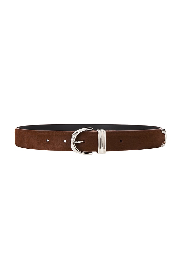 KHAITE Bambi Skinny Silver Hardware Belt in Optic White | FWRD display picture 2