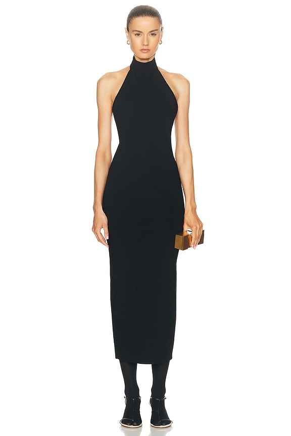 Toteme Ribbed Neck Wool Dress in Dark Grey Melange | FWRD Toteme Ribbed Neck Wool Dress in Dark Grey Melange | FWRD