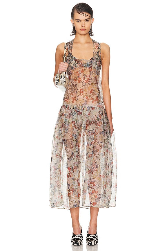 Marni Silk-Blend Chiffon Tank Dress in Azalea
