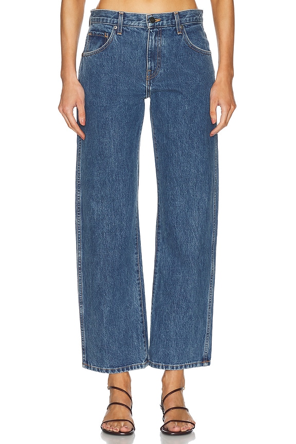 GANNI　Jacquard Denim Wide Pants Ganni Jacquard Denim Wide Pants in Mid Blue Stone | FWRD