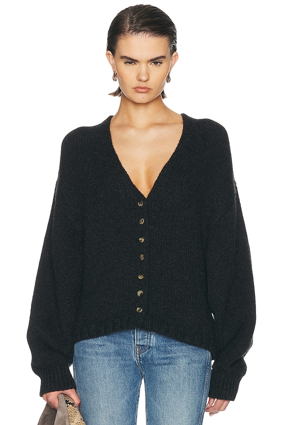 Acne Studios Mohair Cardigan in Anthracite Grey | FWRD